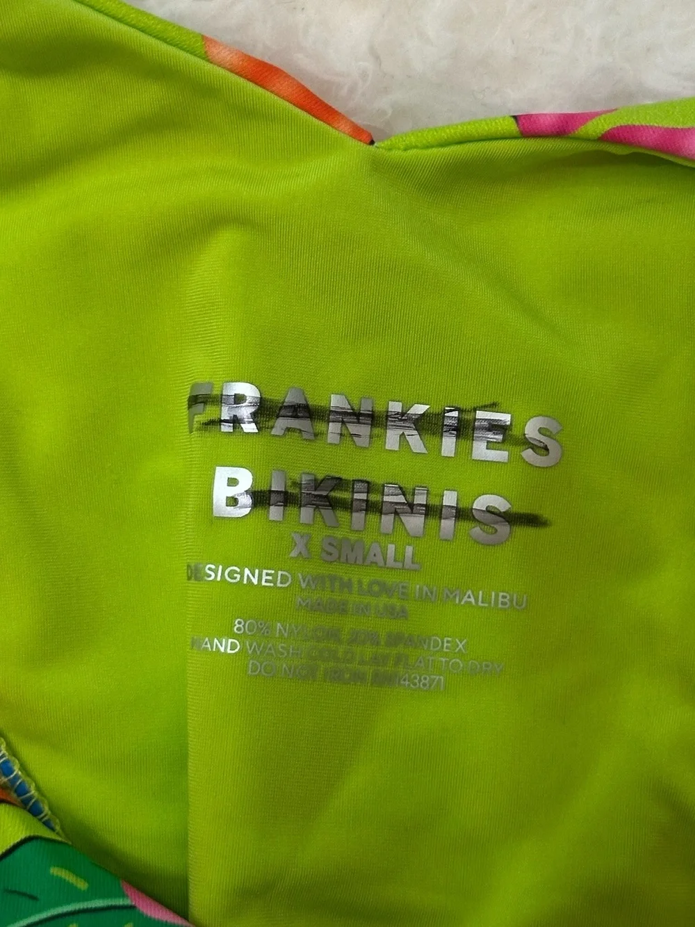 New! Frankie's Bikinis neon surfer Floral High-Cut Bikini Bottom XS 39321